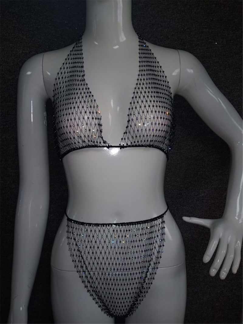 2023 Fashion New Women's Flash Diamond Mesh Sexy Super Flash Set Z1198_voghion.com
