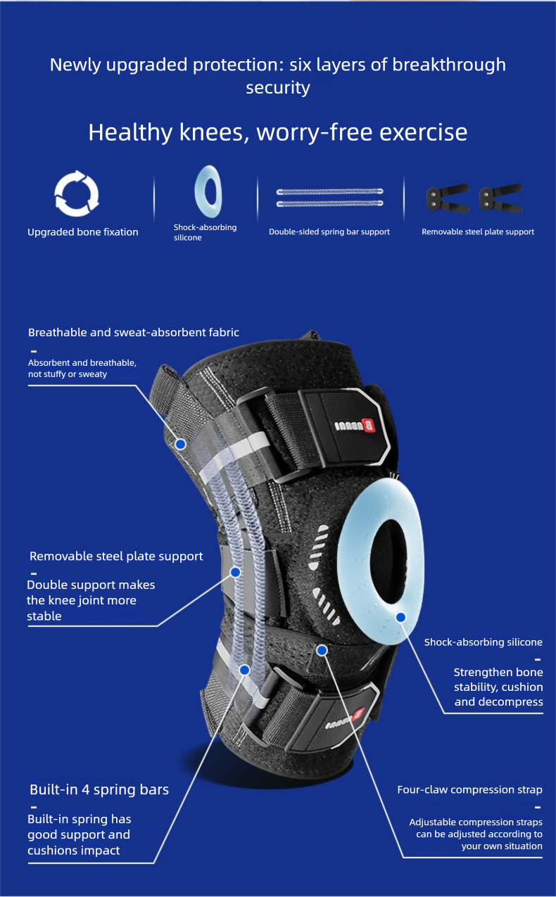 Tutore per ginocchio fisso speciale per il menisco, supporto articolare di grado medico, piastra in acciaio, attrezzatura protettiva sportiva_voghion.com