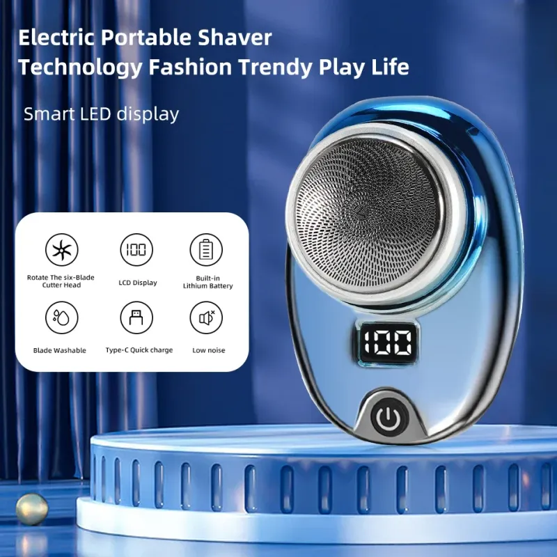 Portable Mini Electric Rechargeable Digital Power Display Mens Waterproof Cordless Razor Beard Shaver for Face Body_voghion.com