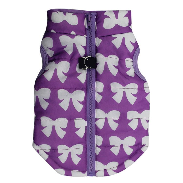 Autumn Winter New Zipper Traction Hole Blue Skull Butterfly Leopard Print Teddy Clothes Cotton Jacket Pet Apparel_voghion.com