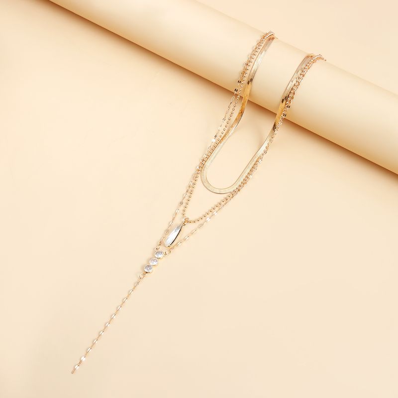 Ins Bohemian Retro Feng Shui Drop Snake Chain Collarbone Chain Personality Trend Multi-layer Necklace_voghion.com