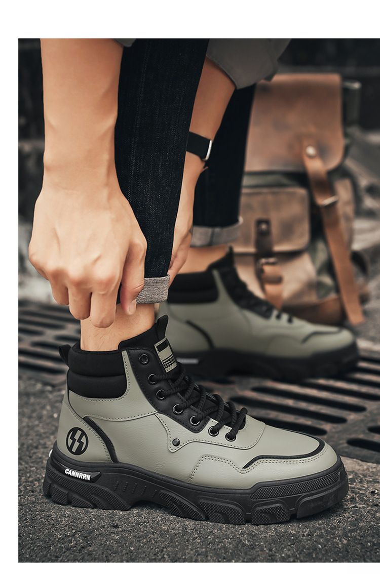 High Top Martin Efterår 2024 Nye Arbejdssko Herrer Koreansk Version Alsidig Britisk Stil Tykke Såler Korte Støvler_voghion.com
