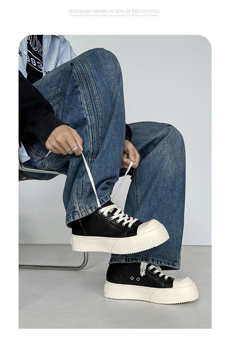 Herbstliche schwarze Sneakers für atmungsaktive dicke Sohle, die die Körpergröße erhöht, Promi-Stil, Pendler, klobiger Derby, Freizeitschuhe für Männer_voghion.com