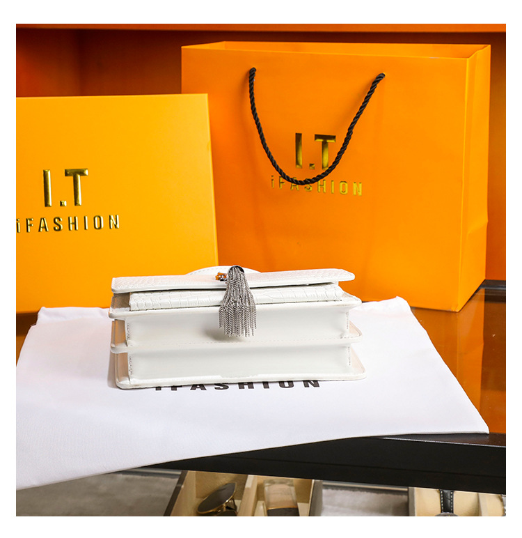Borsa quadrata piccola a tracolla con catena a tracolla con motivo coccodrillo estivo di nuova moda da donna_voghion.com