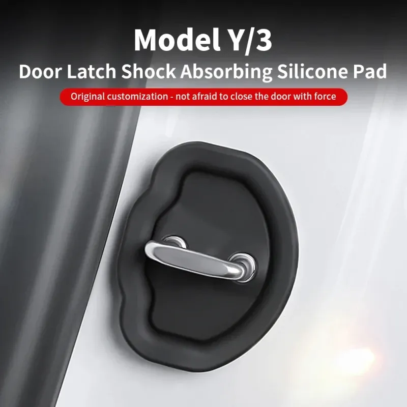 4 stuks Mute Demping Kussen Siliconen Slot Gesp Autodeur Anti-botsing Beschermhoes voor Tesla 3 Model Y_voghion.com