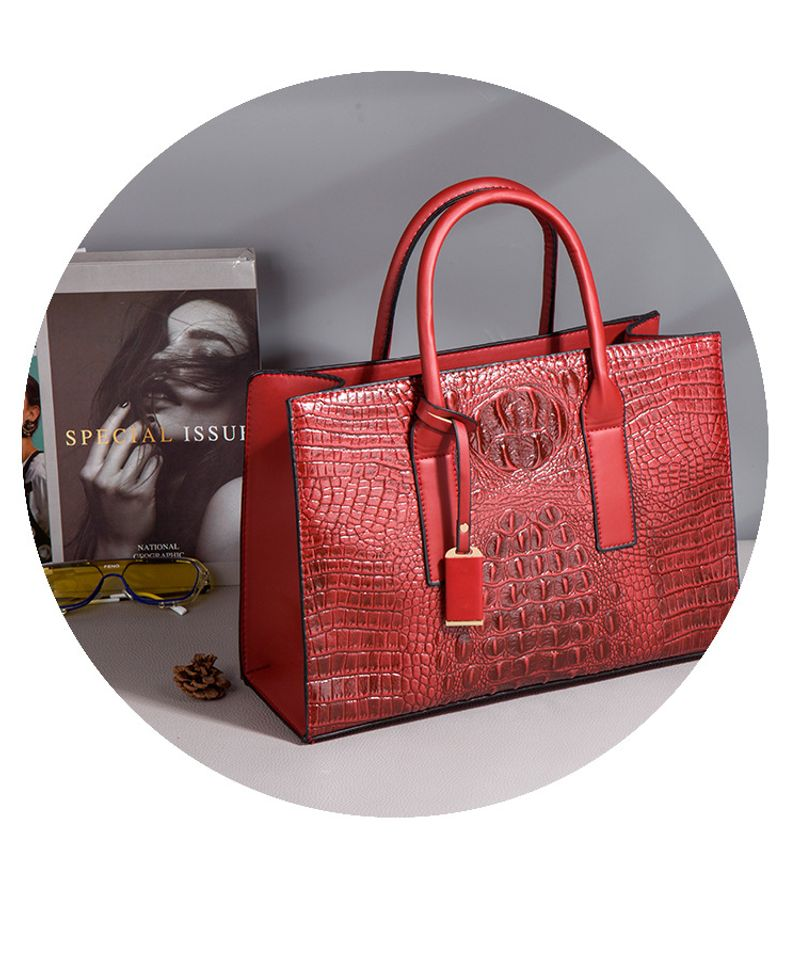 Umhängetasche Neu eingeführte hochwertige Handtasche mit Krokodilmuster Modische und großvolumige dreiteilige Tasche_voghion.com