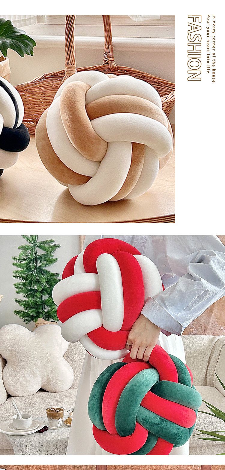 Nordic Knotted Pillow With Color Block Design - Handwoven KNOT Cushion For Sofa & Bay Window_voghion.com