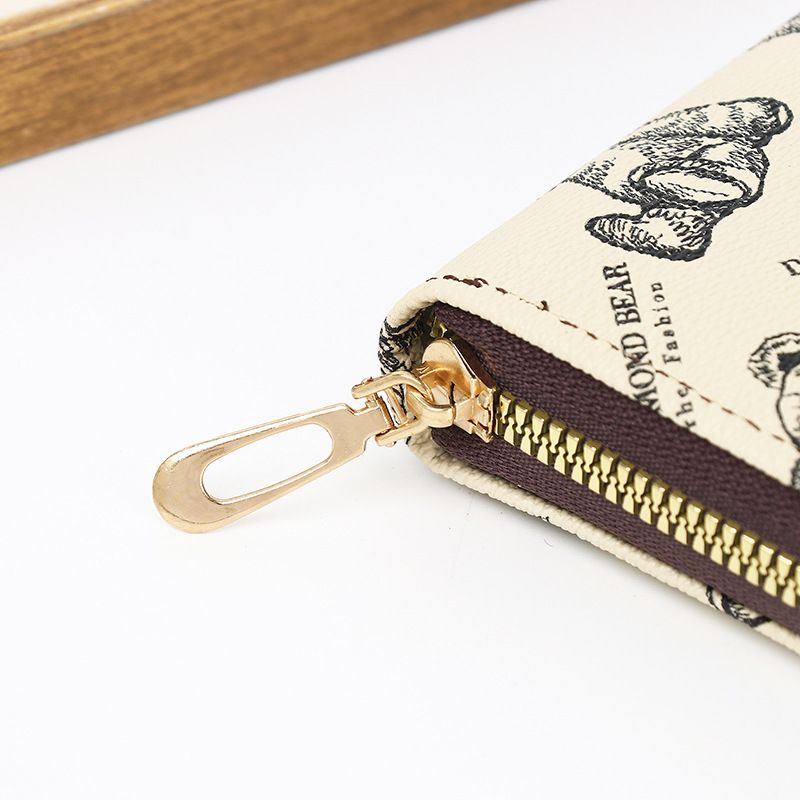 Card Bag Card Cases Fashion Cartoon Bear Print Accordion Card Holder Coin Purse Large Capacity Zipper Accordion Card Holder Card Holder_voghion.com