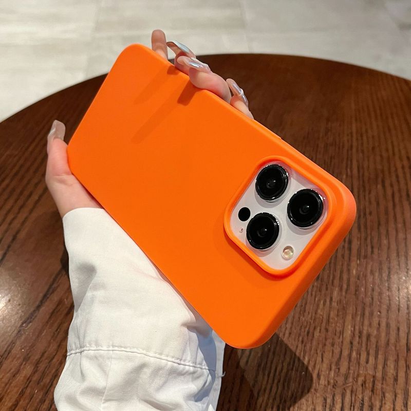 Suitable for Aple 16PROMAX solid color simple mobile phone case frosted large hole iphone14PRO soft shell protective cover_voghion.com