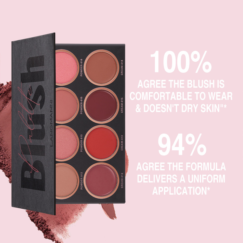 Palette di blush a 8 colori, tavolozza di blush 4 in polvere + 4 in crema, tavolozza di blush per contorni e illuminanti, polvere di blush di lusso leggera opaca brillante brillante_voghion.com