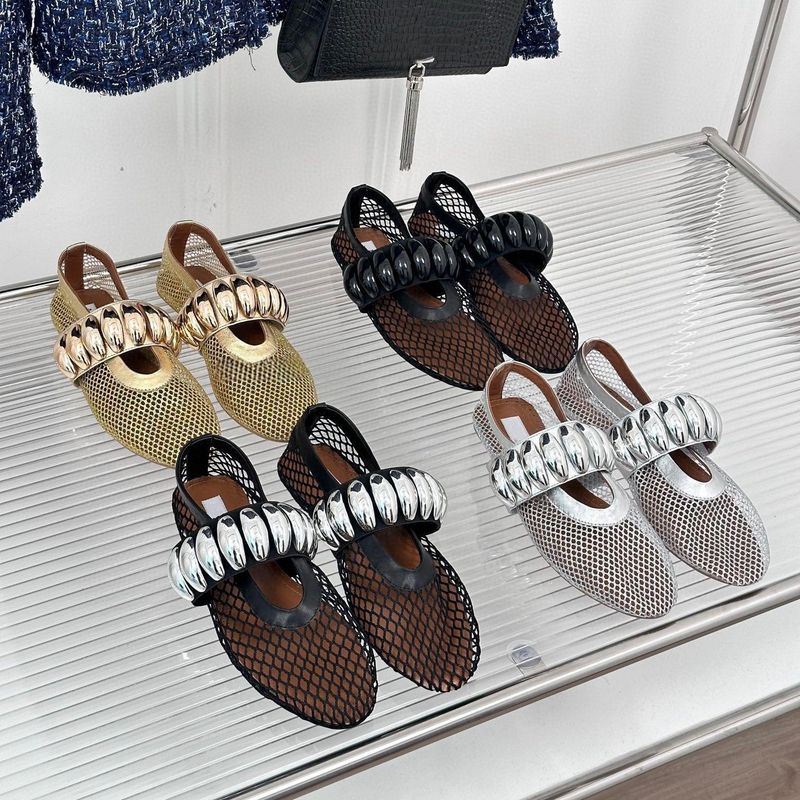 Mary Jane Ballerinas – Atmungsaktive Schuhe mit metallischer Schnalle und Mesh (Bequem, stylisch, leicht für Damen, für den Sommer, Freizeit und zum Tanzen)_voghion.com