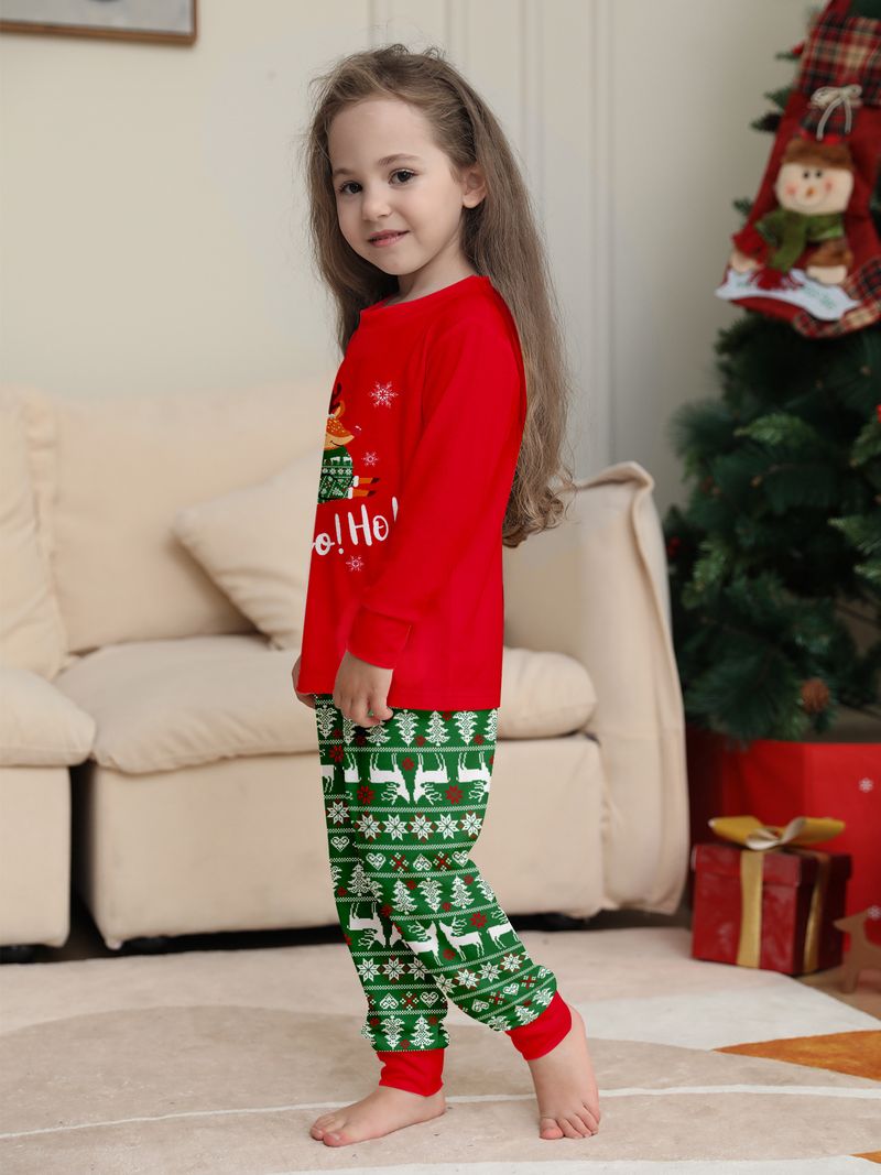 Cozy Christmas Family Pajama Set – Deer & Alphabet Print Matching Sleepwear For Parents, Kids & Pets (S-4XL, 6M-14Y, Dog S-XL)_voghion.com