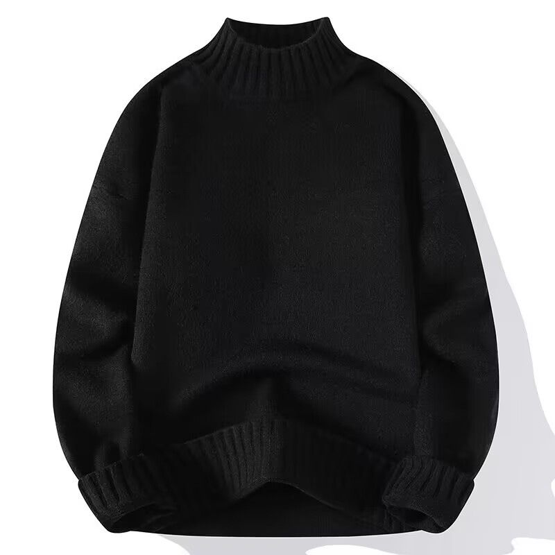 Same style men's semi high neck pullover solid color versatile simple winter warm knit sweater_voghion.com
