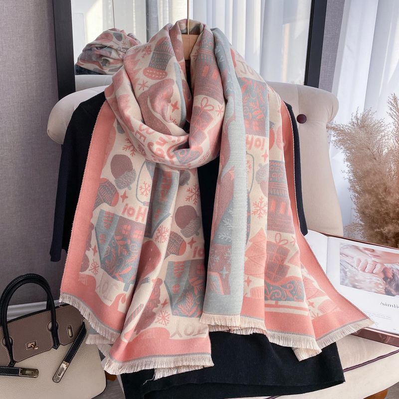 Explosive designers big personalised women's Christmas limited printing knitted original windproof thickened warm versatile knitted scarf_voghion.com