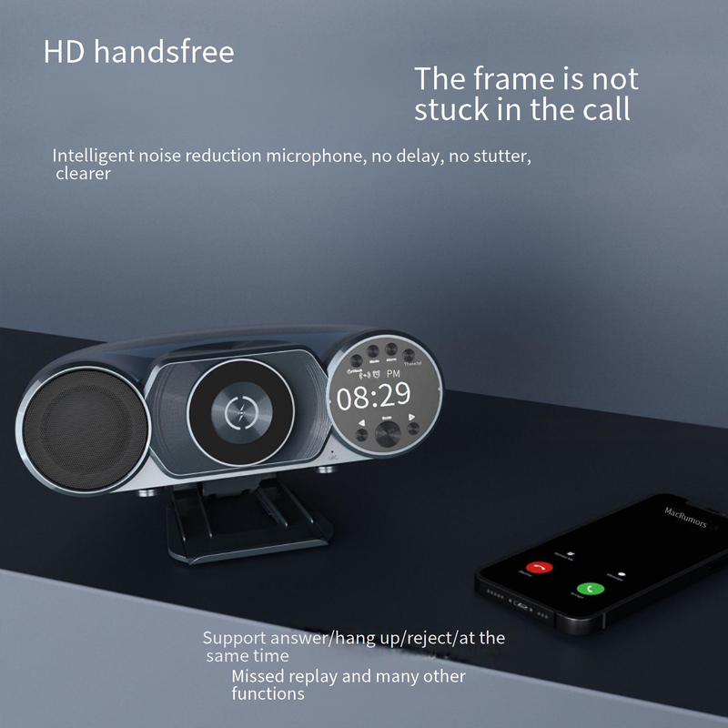 Home Decor Bluetooth Speaker RGB Atmosphere Light Magnetic Wireless Charging Bluetooth Speaker Subwoofer Clock Wireless Speaker_voghion.com