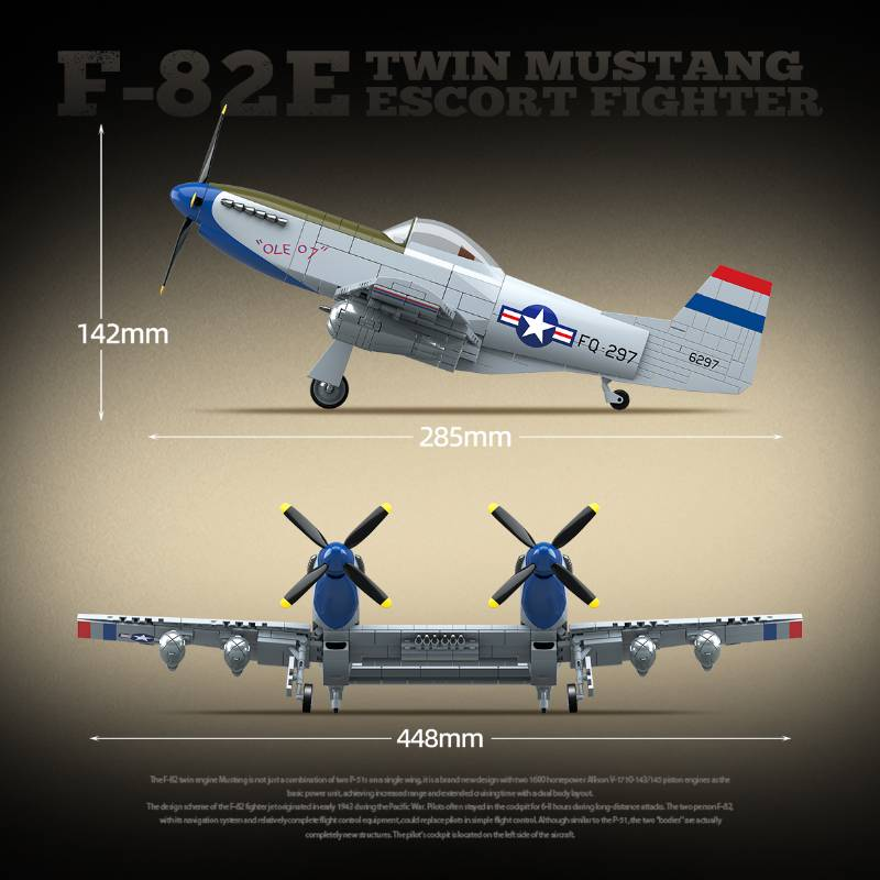 Andre verdenskrig Militær Klassisk Modell F-82 Twin Mustang Samling Ornament Byggeklosser Murstein Leker_voghion.com