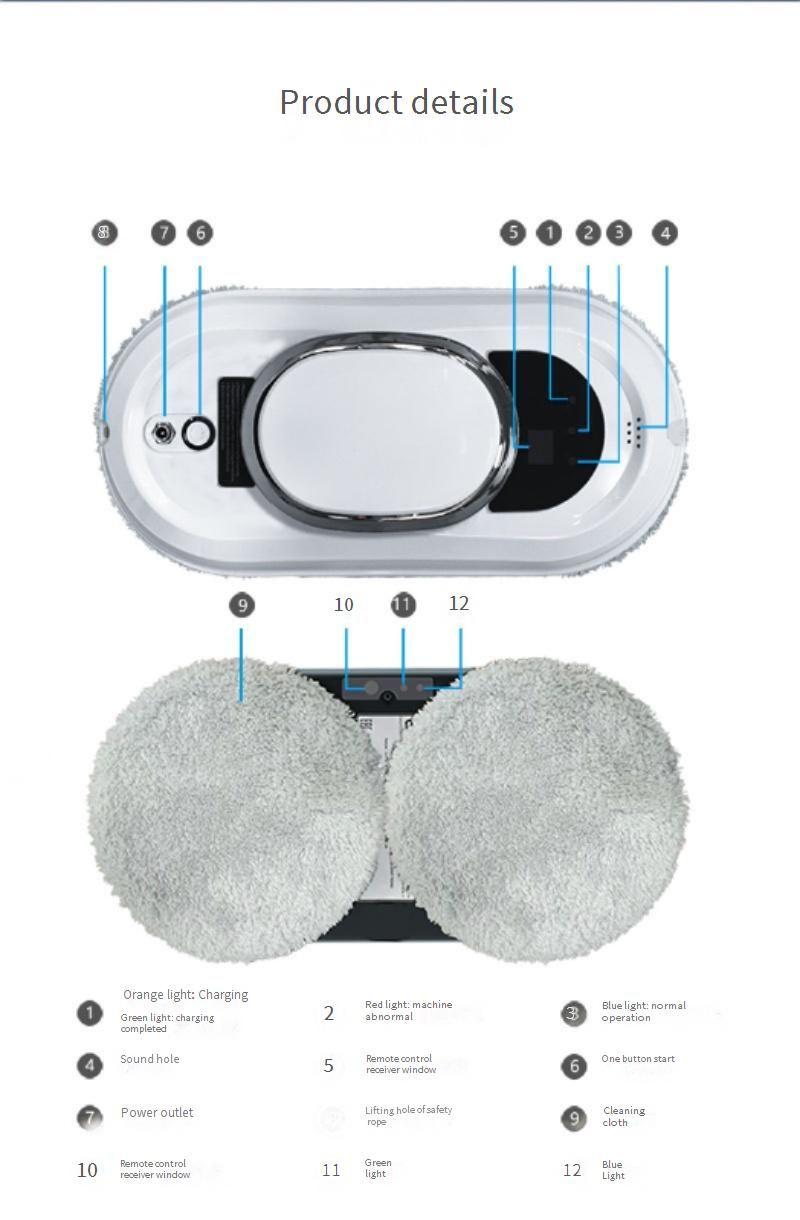 Robot de curățare a ferestrelor Hotel Home Cleaning Robot de curățare a ferestrelor Telecomandă inteligentă Dispozitiv de curățare a ferestrelor multi-scenă_voghion.com