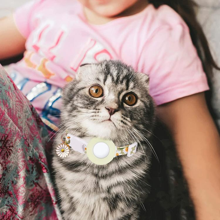 For AirTag Tracker Silicone Cover Small Daisy Pet Collar Dog Collar_voghion.com