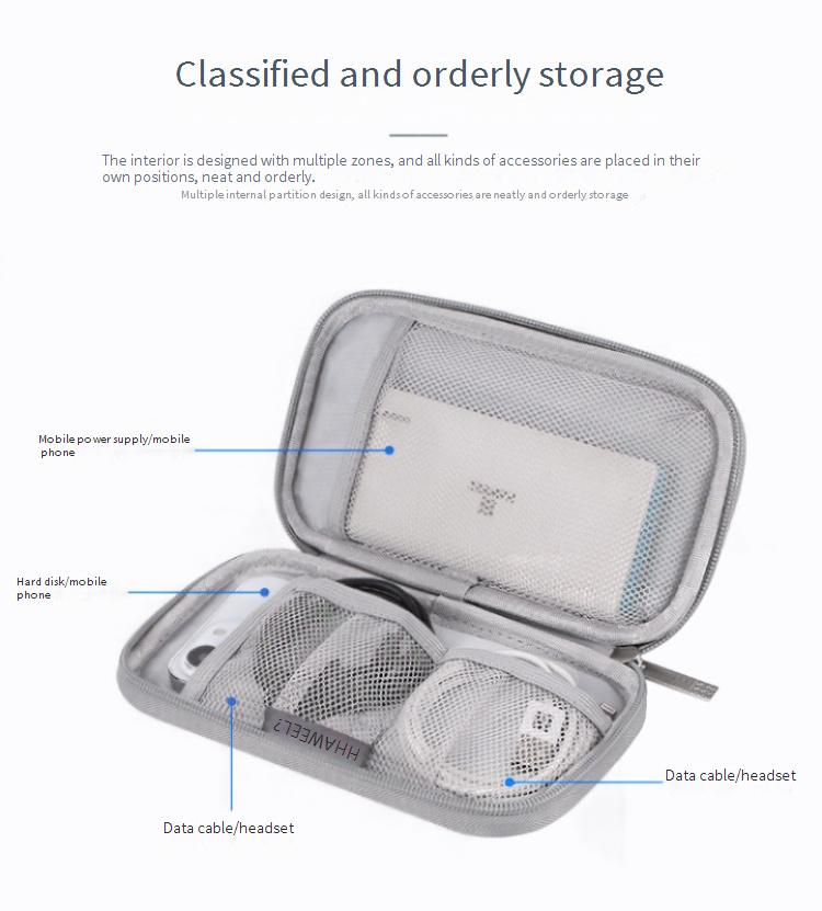 Organizer da viaggio per dispositivi tecnologici - Custodia compatta per cavi, chiavette USB e auricolari (design antipolvere e portatile)_voghion.com