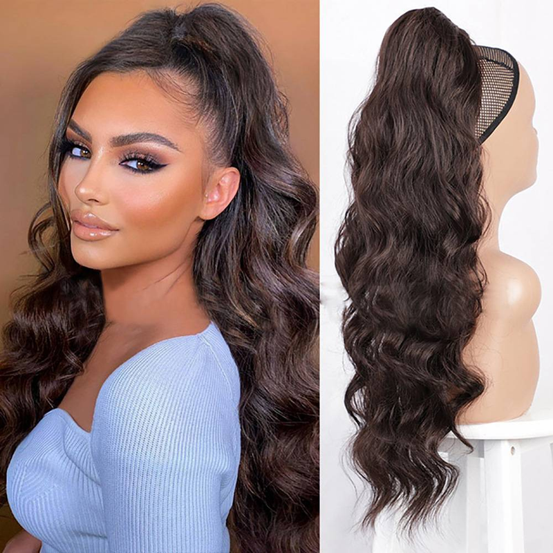 Synthetic Ponytails New Drawstring Big Wave Ponytail Wig Braid 24inch Chemical Fiber High Temperature Wire_voghion.com