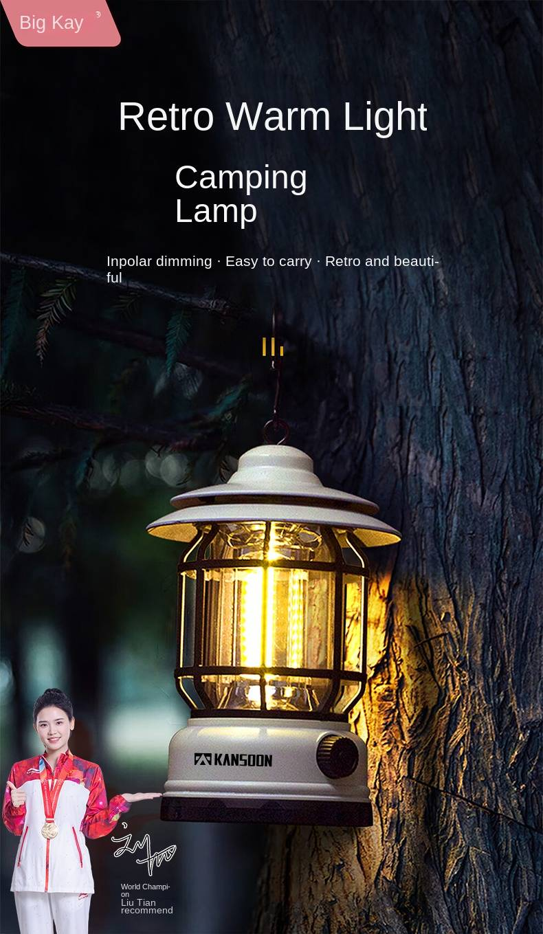 Luz de acampamento ambiente KaySpeed com iluminação regulável (modelo de carregamento) LYD01 branco marfim_voghion.com