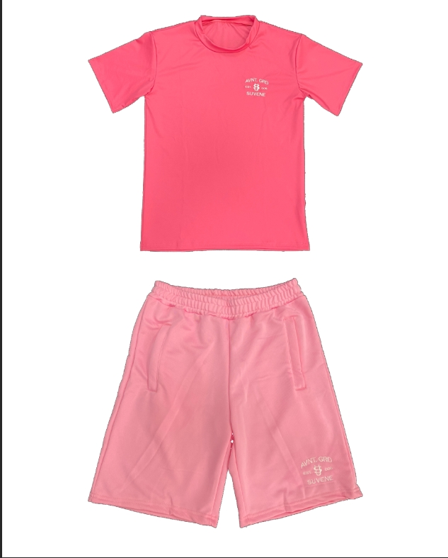 Sınır Ötesi Ins Trend Marka Mektup İşlemeli Gevşek Kısa Kollu Üst Sokak Hip Hop Erkek Ve Kadın Tişört Şort Takım_voghion.com