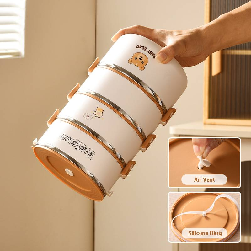 Portable, Leak-proof, Stackable Stainless Insulated Lunch Box, Three-layer Insulated Bento Box, Food Container With Insulated Bag And Folding Spoon_voghion.com