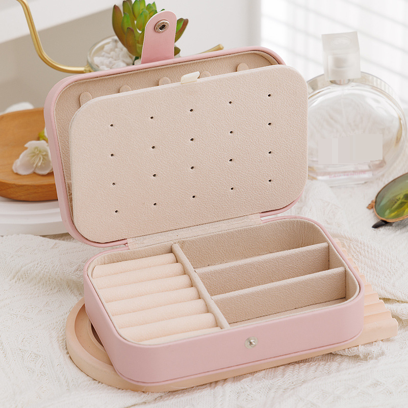 Elegant Portable Jewelry Organizer Box - Leather Travel Jewelry Case For Earrings, Bracelets & Necklaces (16x11.5x5cm)_voghion.com