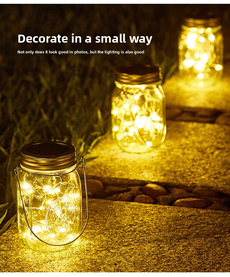 Luci solari in barattolo di vetro - Lanterne da appendere all'esterno impermeabili per decorare giardino, patio e cortile (LED bianco caldo, accensione/spegnimento automatico, grado di protezione IP55, certificazione CE)_voghion.com