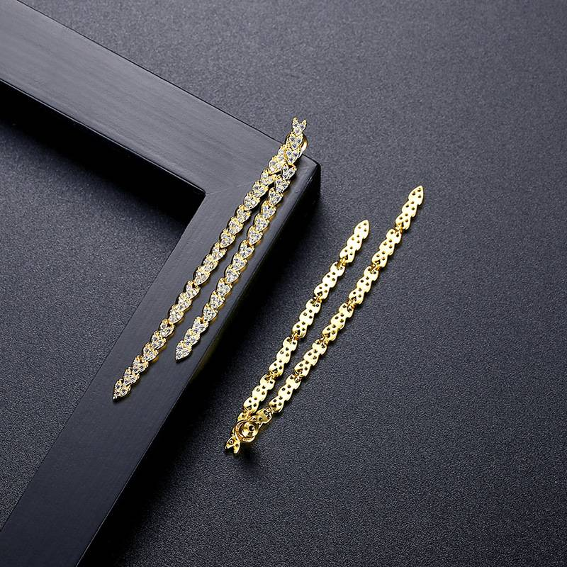 Women's Jewelry Heart-Shaped Tassel Drop Earrings With Micro-Pave Stones, Elegant Long Dangling Statement Earrings For Women_voghion.com