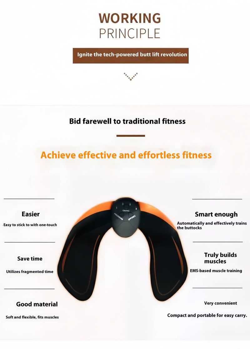 Bezprzewodowy masażer pośladków EMS z pilotem – inteligentny trenażer bioder do użytku domowego i w podróży – przenośny i ładowalny przyrząd do modelowania sylwetki_voghion.com
