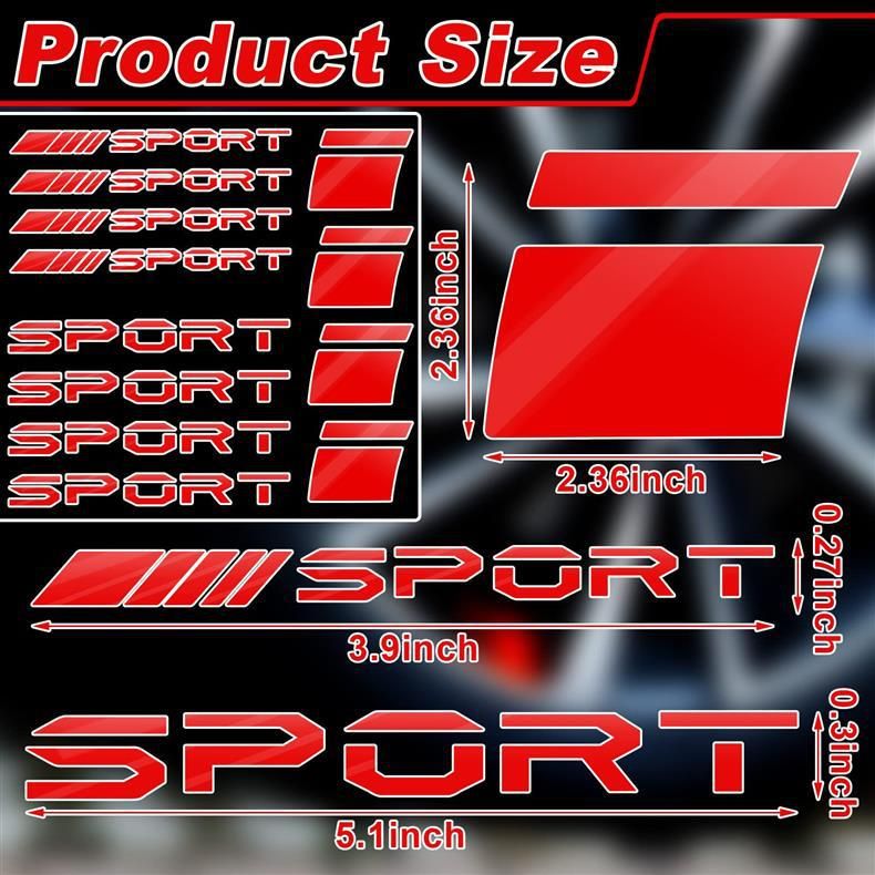 12pcs Decal Reflective Stickers Waterproof Red Car Wheel Rim Stripe 18-21inch_voghion.com