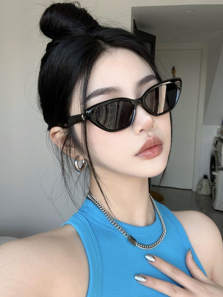 LazyZoom GM Cat Eye Square Round Face Slim Looking Elegant European And American Style Sunglasses_voghion.com