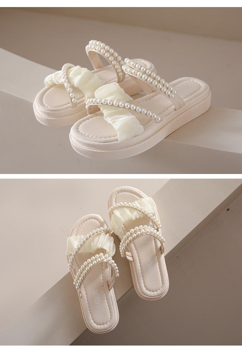 Simple Fashion Hundred With Pearl Thick Bottom Sandals And Slippers Women Summer New Roman Beach S Shoes Trend_voghion.com