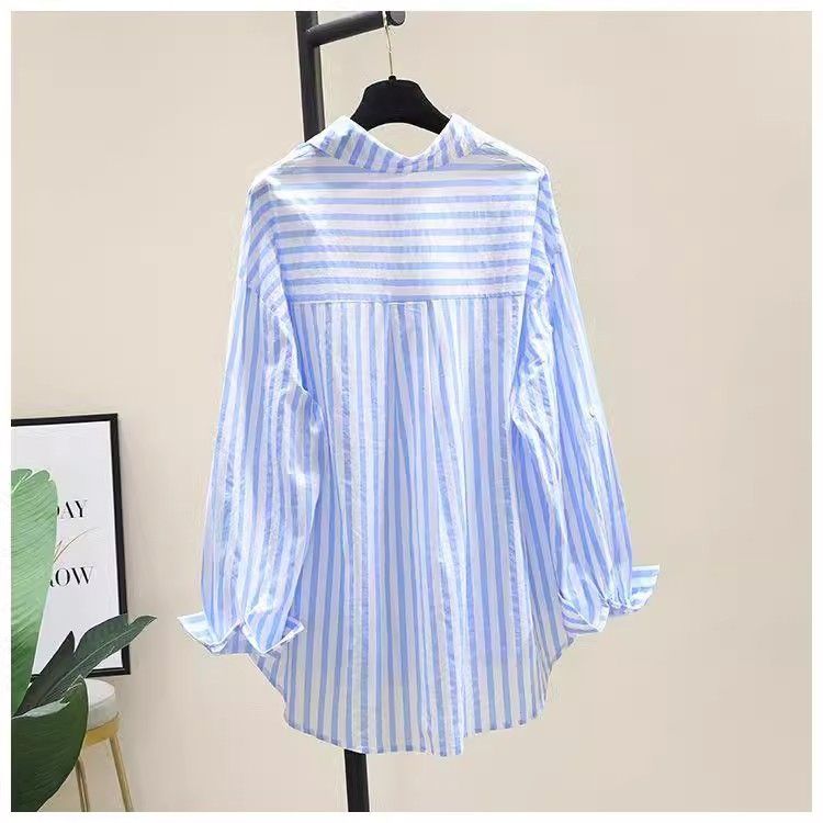 Camicia a righe stampate da donna per primavera e autunno, nuova, alla moda, versatile, ampia, a maniche lunghe, cardigan, intimo._voghion.com