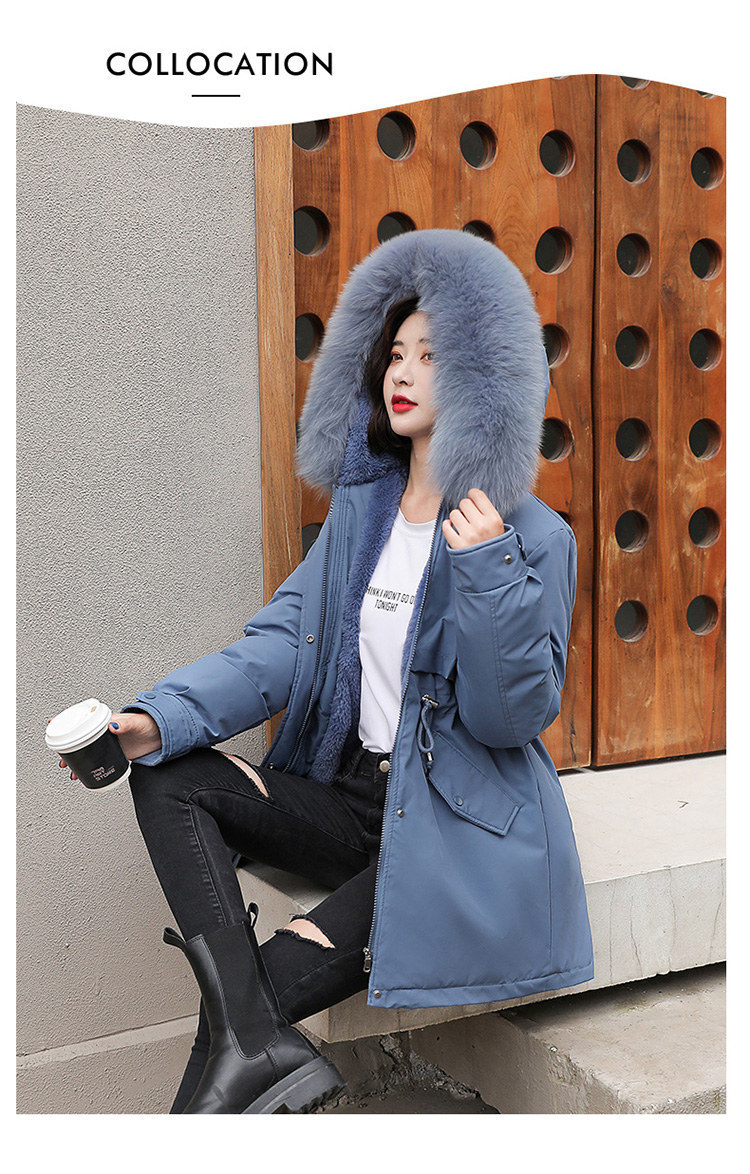 Damenbekleidung Mittellange Temperament-Baumwolljacke Kleine Winter-Plus-Samt-verdickte große Damen-Baumwolljacke_voghion.com