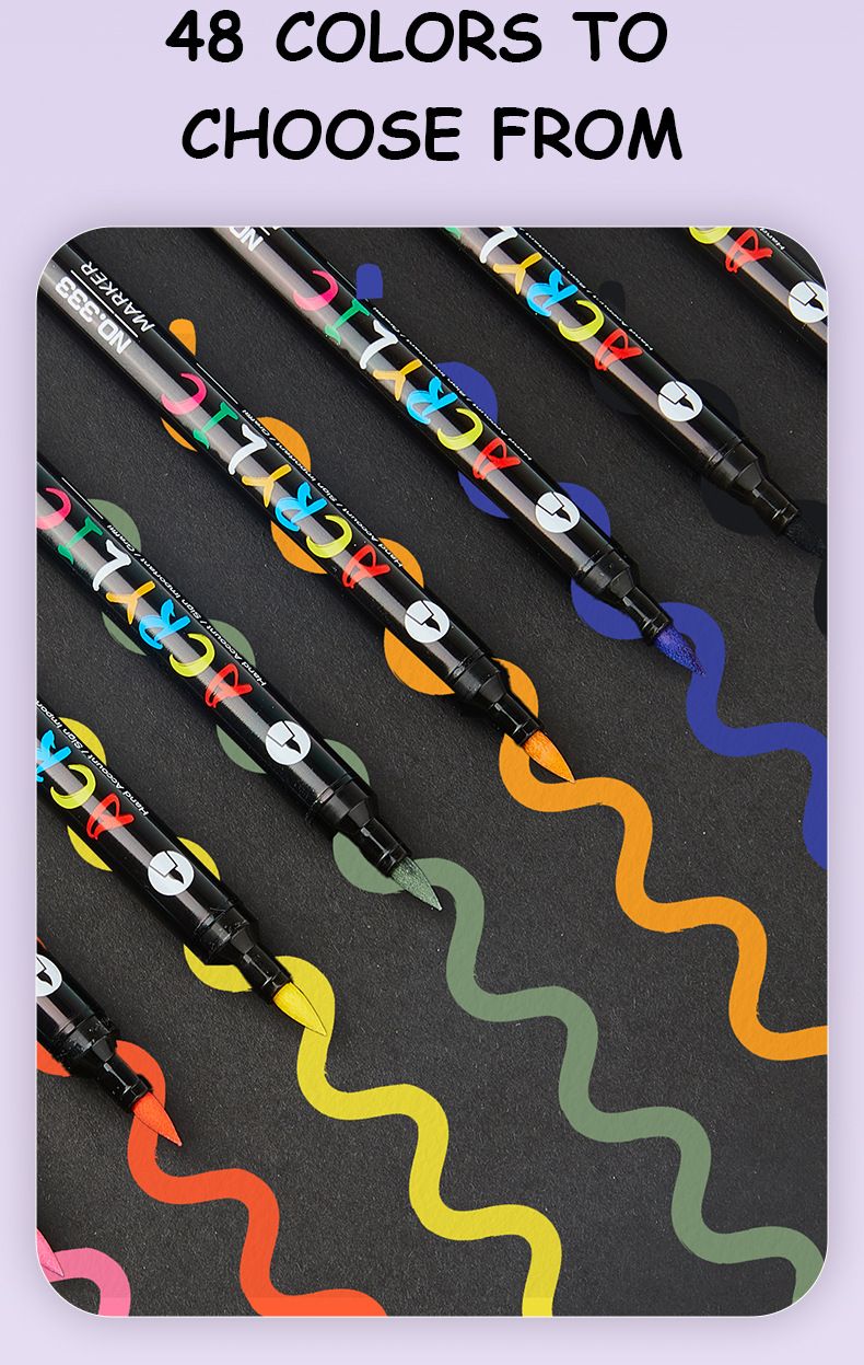 Marqueurs acryliques à double pointe, séchage rapide et couleurs vives, parfaits pour le bricolage, les graffitis, les croquis et l'aquarelle - Lot de 12/24/36 marqueurs_voghion.com