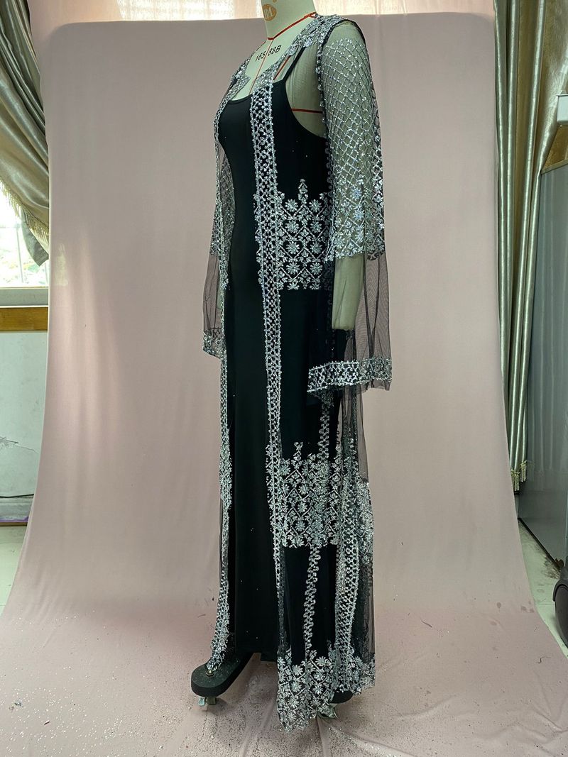2025 New Women's Hot Stamping Sexy Shawl Two-piece Set For Banquet Fashion Evening Dress_voghion.com