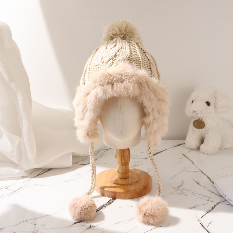 Winter schnee wolle gestrickte samt warme frauen Lei Feng hut, schutz, herbst und winter kaninchen haar, ohr bedeckung_voghion.com