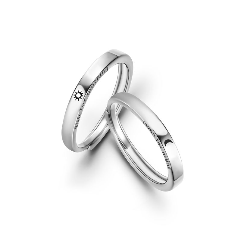 2025 Nuovi arrivi 2 pezzi Sole Luna amanti coppia anelli per donne uomini argento placcato regolabile anello aperto matrimonio San Valentino gioielli_voghion.com