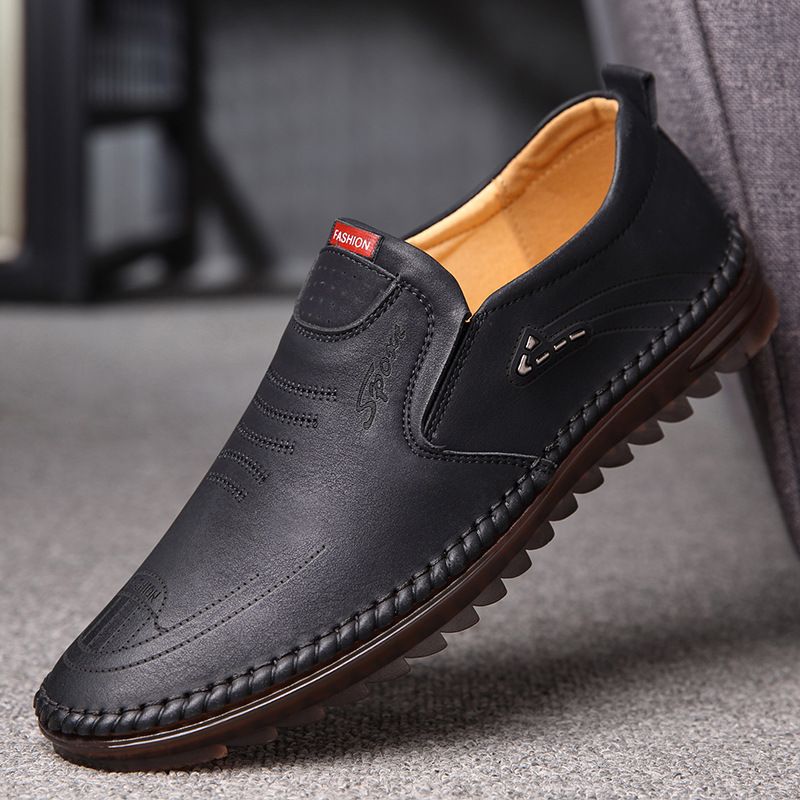Euro Step 2025 Frühling und Herbst Handgenähte Casual Herren Leder Soft Sole Einzelschuhe 521_voghion.com