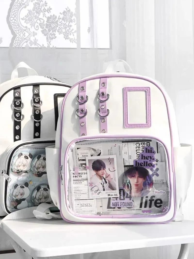 Zaino mini carino Y2K da donna, borsa kawaii Ita, zaino trasparente per ragazze dolci, zaino fai da te con display, stile Lolita Preppy_voghion.com