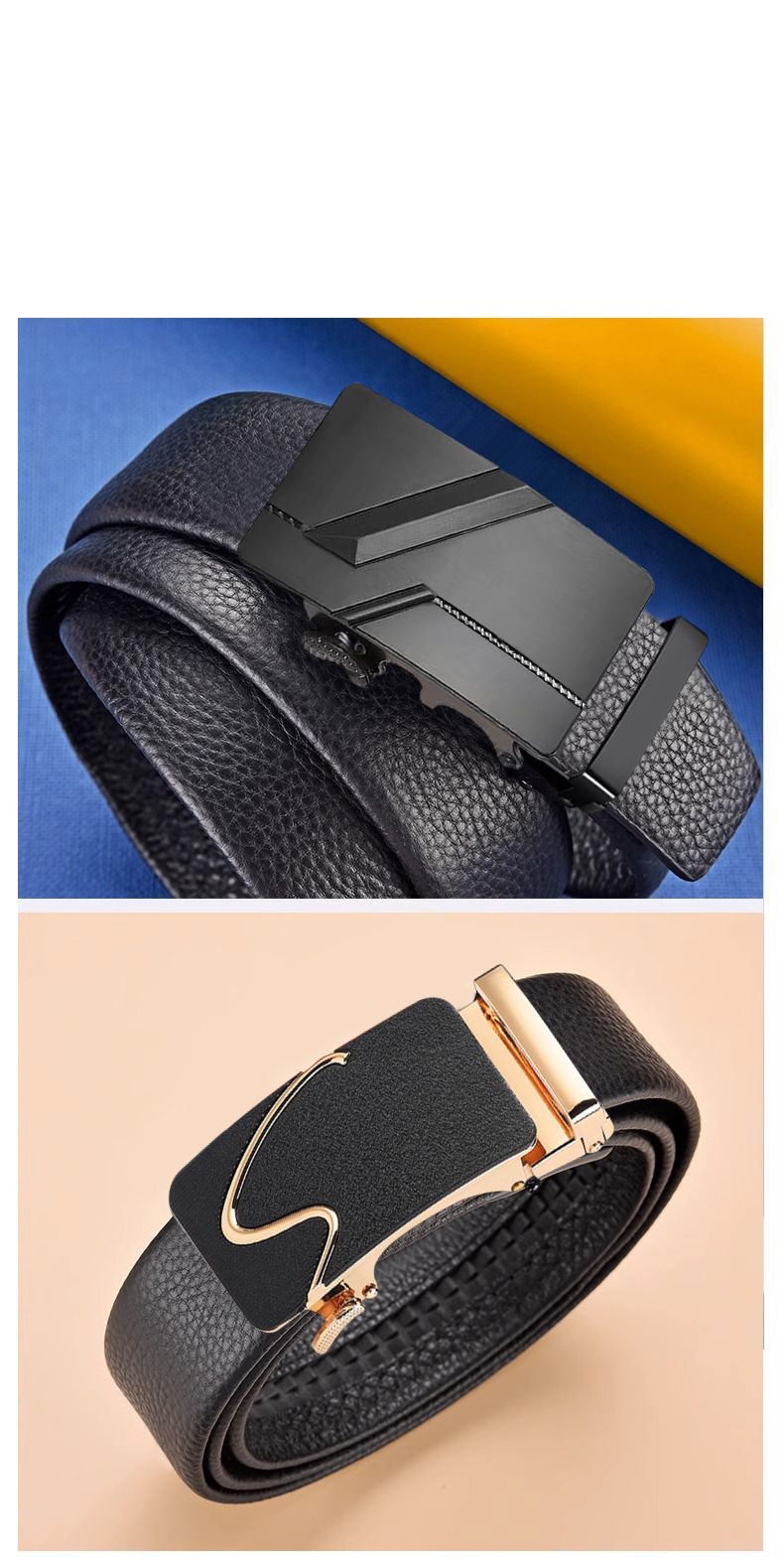 HOT JIFANPAUL New Fashion Automatic Buckle Business Genuine Leather Jeans High Quality Men's Belt No Gift Box_voghion.com