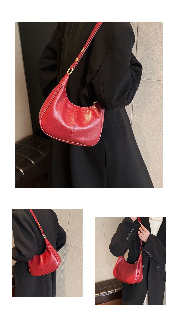 Nuevo bolso bandolera de piel encerada con aceite, textura única y versátil, estilo coreano, para mujer._voghion.com