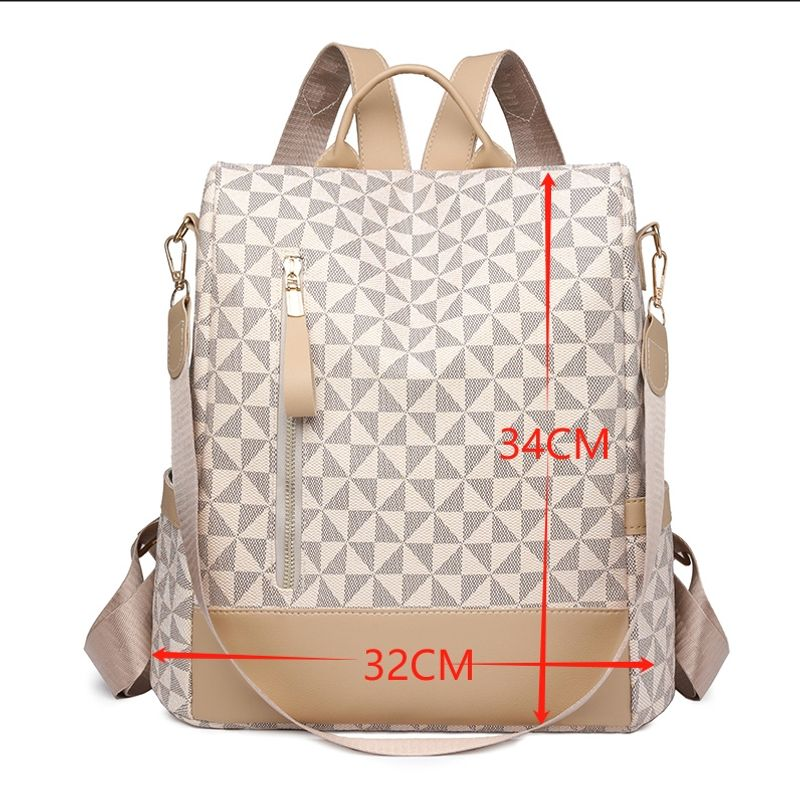 Retro Style Checkered Pattern Women's Single Shoulder Crossbody Backpack Large Capacity Waterproond Wear-resistant_voghion.com