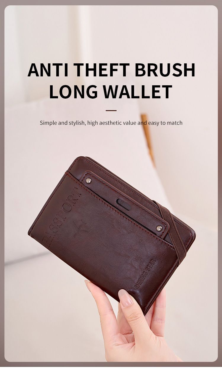 Portafoglio da viaggio sottile e leggero con protezione RFID, portapassaporto di lusso con protezione antifurto, più slot per carte e pelle PU resistente all'acqua_voghion.com