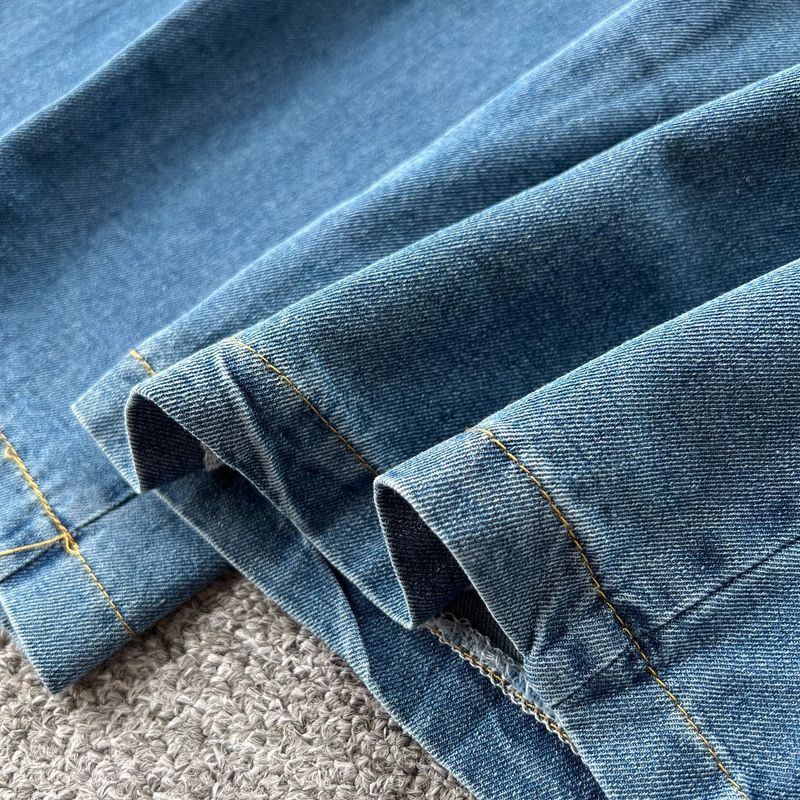 Abbigliamento da donna, design retrò, versatile maglietta a maniche corte con colori a contrasto, jeans casual a vita alta_voghion.com