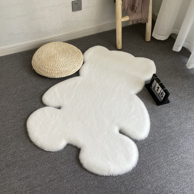 Plush Bear Rug Cute Cartoon Decorative Room Rug Super Soft Carpet Solid Color Floor Mat Bedroom Children Room Bedside Floor Rug_voghion.com