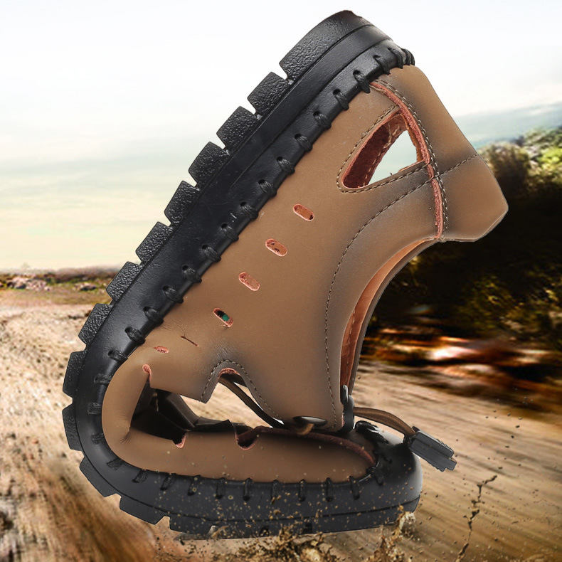 Novedad de verano, sandalias para hombre, zapatos informales de cuero, zapatos de cuero transpirables con agujeros para hombre, zapatos para hombre_voghion.com
