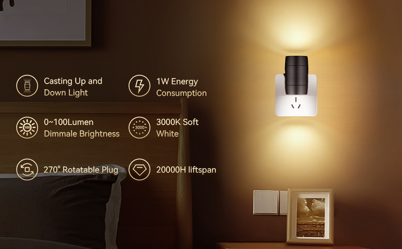Dönen LED Enerji Tasarruflu Gece Lambası Alacakaranlıktan Şafağa Sensör_voghion.com